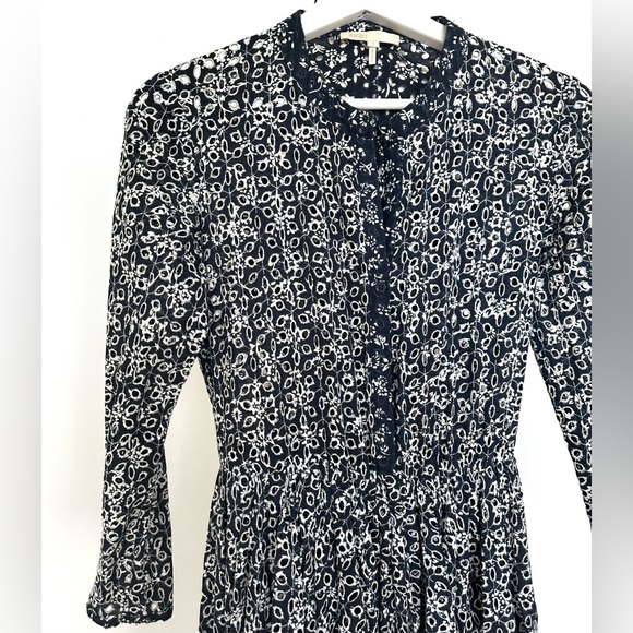 Maje Rayana Pleated Floral Lace Dress In Night - Picture 8 of 11